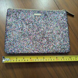 RARE Gold Zip Discontinued Kate Spade Fullsize Gia Multicolor Glitterball Clutch